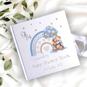 Personalized Satin 8x8 inches Guest Book: Rainbow Balloon Gender Reveal Photo Album