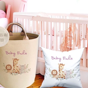Personalisierte Safari LARGE Spielzeug Filz Korb, Kinder Aufbewahrungsbox, Kinderzimmer Artikel, Boxen Behälter für Baby Artikel, Spielzeug bin