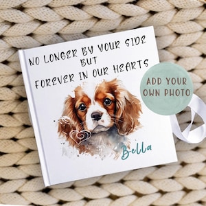 Personalised own photo pet memorial book, dog memory gift, velvet hard cover photo album, pet loss gift,