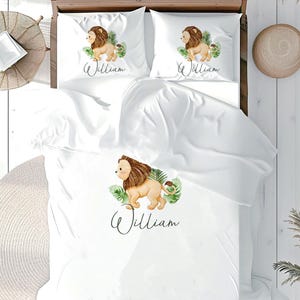 Ensemble housse de couette lion personnalisé : literie safari dans la jungle