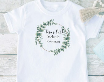 Bloemenmeisje T-shirt, gepersonaliseerd kinder T-shirt, bruiloft genaamd tee top, op maat gemaakt kinder bloemenmeisje t-shirt
