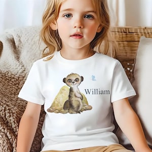 T-shirt unique imprimé suricates, t-shirts personnalisés pour enfants, article personnalisé pour enfant, vêtement pour tout-petit, cadeau d'anniversaire, cadeau de Noël,