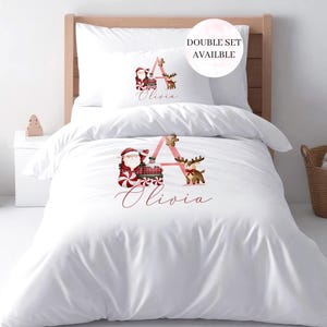 Gepersonaliseerde kerstbeddengoed voor kinderen: microvezeldekbed met kerstmanprint
