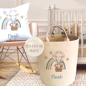 Personalisierte große Safari Kinder beige Filz Korb, Aufbewahrungsbox, neutrale Kinderzimmer Artikel, Boxen Behälter für Baby Artikel, Spielzeugkorb