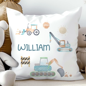 Cojín personalizado con temática de construcción: cojín personalizado con forma de excavadora, regalo artesanal para constructores.