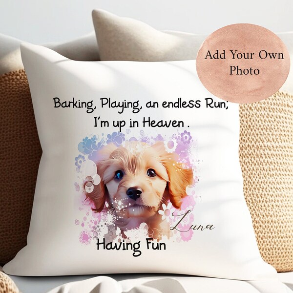 Dog memory cushion, Personalised Pet Loss Gift, Dog keepsake pillow, Dog Memorial Gift, Pet memory, Rainbow Bridge Cushion