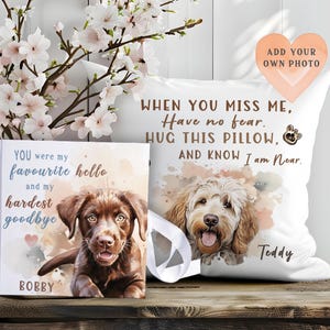 PHOTO Personalised Dog memorial cushion, Pet Loss keepsake pillow, Memorial Gift, Rainbow Bridge Cushion