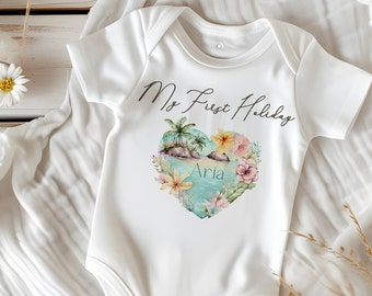 My First Holiday clothes Tropical Island Design romper vest bodysuit