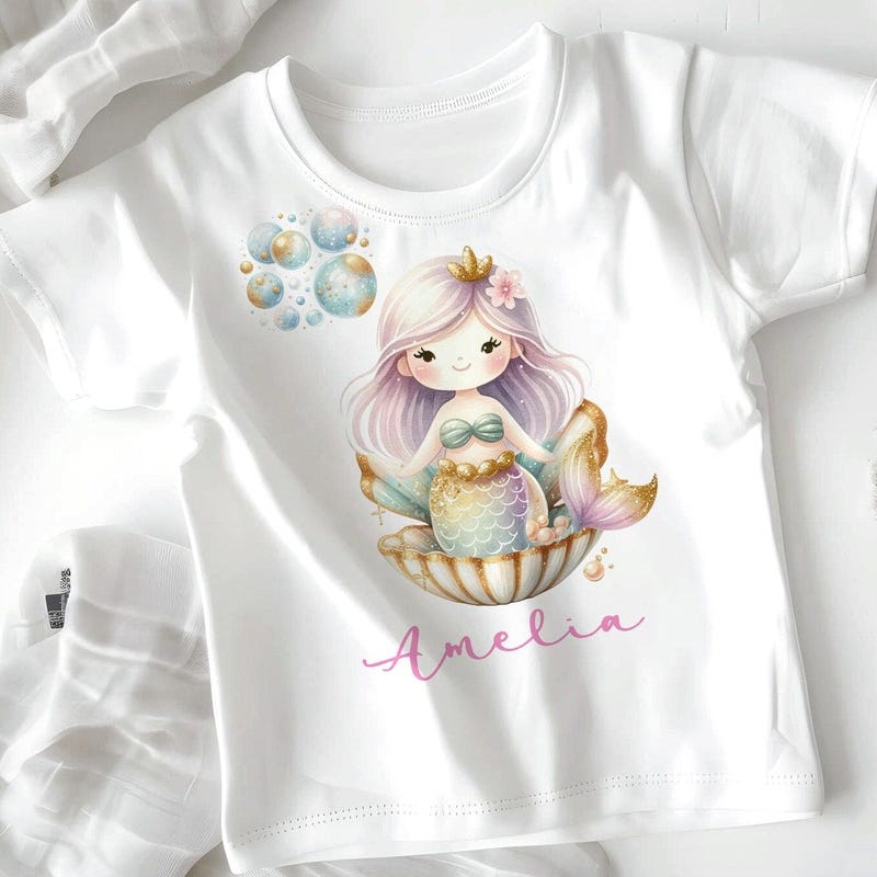 FISH & KIDS　ALLOVER EMBROIDERY MERMAID SHIRT