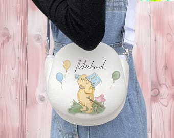 Bolso de hombro vintage personalizado de Winnie the Pooh, monedero de la suerte, regalo de cumpleaños para niñas