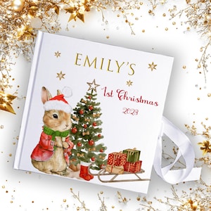 Personalized Santa Rabbit Christmas scrap memory Book: Winter Print Memory Album