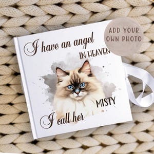 Personalised cat memorial book, pet memory gift, bespoke hard cover photo album, pet loss gift,