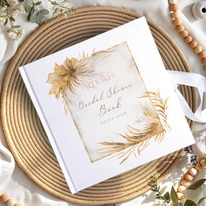 Personalised floral bridal shower hard cover book, wedding satin style photo album , quality planner, keepsake gift