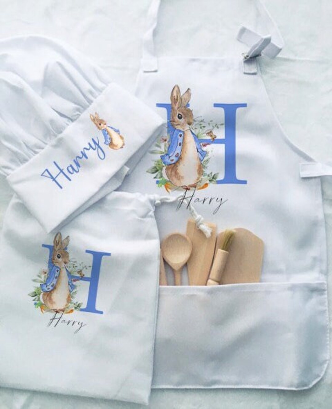 Peter Rabbit Kids Quality Apron and Hat Personalised Baking - Etsy