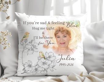 Personalised with Bird Photo Memorial Custom cushion, Pass away Sympathy Gift Remembrance quote pillow