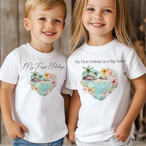 Personalized First Holiday T-Shirt: Big Sister Matching Romper