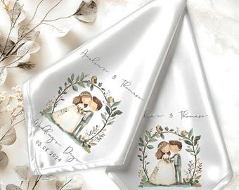 Personalised Forest Wedding Satin Napkins Custom Name Woodland table Linen Decor Rustic Party Gift