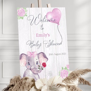 Baby Shower Willkommen GEDRUCKTES Zeichen, personalisiertes POSTER, Geschlecht Neutral Babyparty, Babyparty-Dekor, Elefant-Zeichen