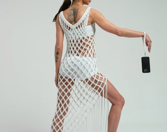 Handmade Macrame Festival Dress: Boho Wedding, Beach Party Outfit