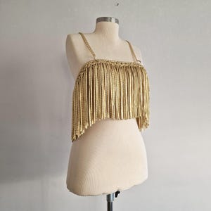 Arina-franje macramétop met kettingdetails, verstelbaar festival-, feest-, bruiloft- en performance-outfitaccessoire, cadeau voor haar