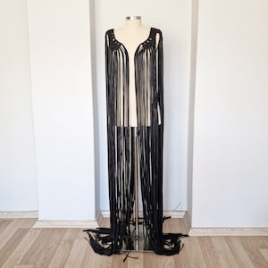Hera macrame cape vest with long tassels and epaulettes, Festival clothing, Stage Wear,  party outfit, valentine&#39;s day party costumes