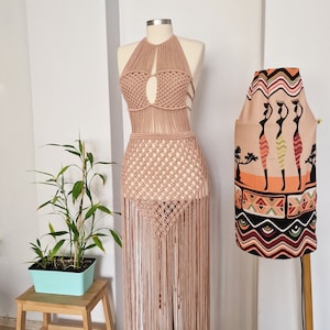 Themis Macrame Dress, Long Macrame Dress, Macrame Clothing, Festival Outfit, Rave Party Costume, Wedding Boho Dress, Coachella, Burning Man