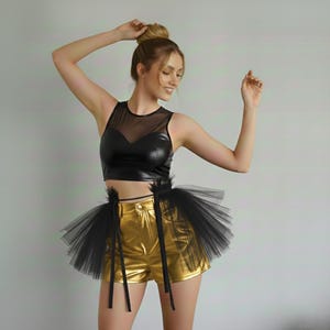Burlesque veren tule riemrok: Gothic Festival Bustle-rok, dramatisch kostuum
