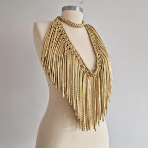 Arina Shoulder Necklace Accessory with fringe and chain detail, Festival outfit, dans & stage wear, party disco wear, Fringe disco cape