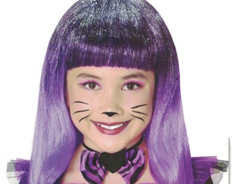 Purple Glitzy Kitty Long Wig Way To Celebrate Ages +8 Child One Size Halloween