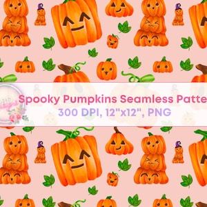 Cute Spooky Pumpkin Kawaii Halloween Digital Paper, 12x12 scrapbook, Seamless, stripe pattern background, JPEG