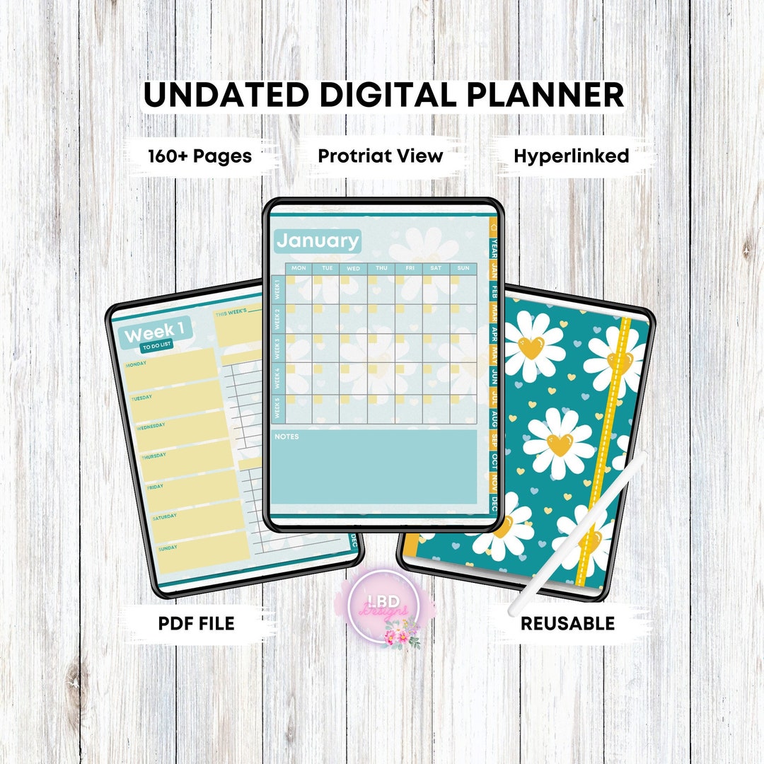 Daisy Theme, Goodnotes Planner, iPad Planner, Undated Planner, Monthly ...
