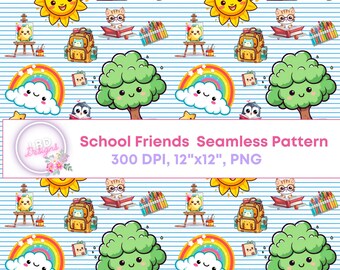 Cute Back to School Bus Digital Pattern, 12x12 Scrapbook, Background ...