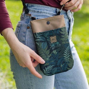 Sac pour téléphone à feuilles | Petit sac à bandoulière | Pochette pour téléphone, portefeuille et carte d'identité | Fabriqué à la main en Pologne I Handytasche I Umhängetasche