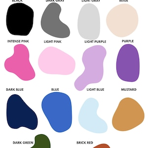 K&ouml;nnte beinhalten: Eine Farbkarte mit dem Titel "Farben - Colors" in Lila. Die Karte zeigt 15 Farbfelder, darunter Schwarz, Dunkelgrau, Hellgrau, Beige, Intensivrosa, Hellrosa, Hellviolett, Violett, Dunkelblau, Blau, Hellblau, Senf, Dunkelgr&uuml;n und Ziegelrot.