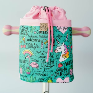 Scooterbag Bikebag UNICORN Rainbow Lenkradtasche. Laufradstache. Geldbörse aus Leder. Lenkertasche. Korb. Lenkertasche