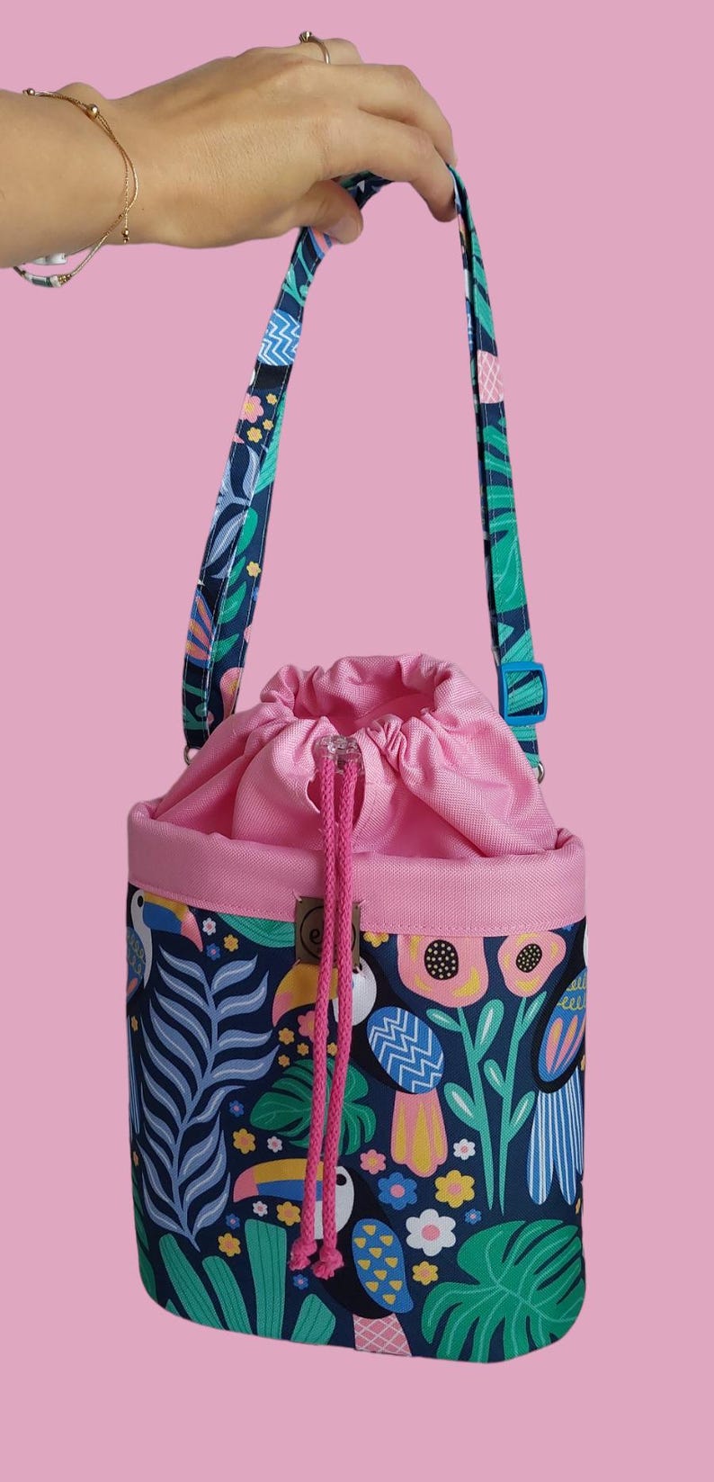 Bolsa para bicicleta e patinete infantil com estampa de flores | Bolsa para guidão | Presente para menina | Acessório para bicicleta de equilíbrio | Bolsa para ciclismo infantil imagem 6