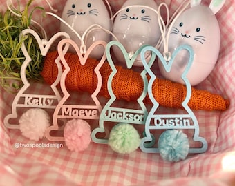 Personalized Easter Basket Hanger Tag | Easter Bunny Ornament | 3D Printed Name | Easter Decor