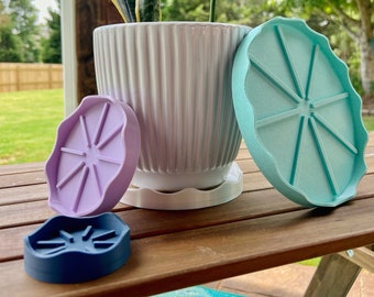 Plant Saucer Drainage Tray | Wave Design | 3D Printed Flower Pot Plate | 30+ Colors, 4 Sizes