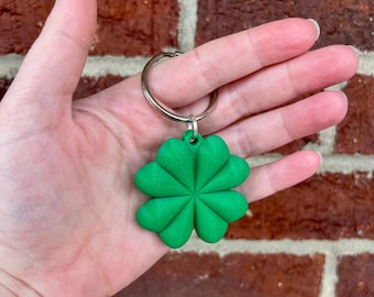 Four Leaf Clover Shamrock Keychain | 3D Printed Good Luck Charm