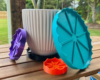 Plant Saucer Drainage Tray | Crown Design | 3D Printed Flower Pot Plate | 30+ Colors, 4 Sizes