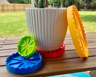 Plant Saucer Drainage Tray | Scallop Design | 3D Printed Flower Pot Plate | 30+ Colors, 4 Sizes