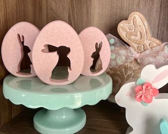 Easter Bunny Egg Silhouette Set of 3 | Tiered Tray Decor | Easter Display