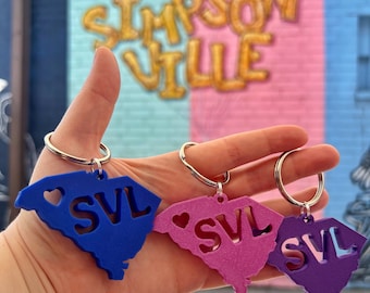SVL—Simpsonville, SC Keychain | 30+ Colors! | South Carolina 3D Printed Keychain
