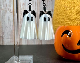 Cute Ghost Kitty Cat 3D Printed Halloween Spooky Earrings