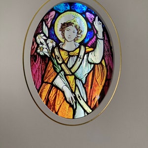St. Gabriel der Erzengel Glasmalerei Sonnenfänger Grußkarte 5x7 | Alle Gelegenheiten