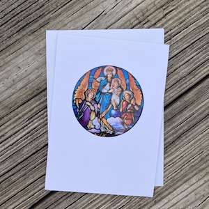 Carte suncatcher en vitrail Madonna et Enfant 5x7 », catholique, carte toutes occasions