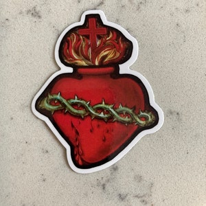 Sacred Heart of Jesus Catholic 3” durable vinyl sticker