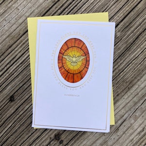 Carte de voeux attrape-soleil Colombe du Saint-Esprit, 5 x 7, image en vitrail