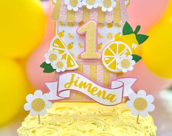 Personalized Lemon Cake Topper | Lemon First Birthday | Lemonade Birthday Decorations | Custom Name Cake Topper