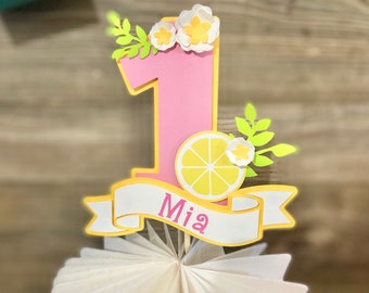 Personalized Lemon 1st Birthday Cake Topper: Lemonade Party Decor